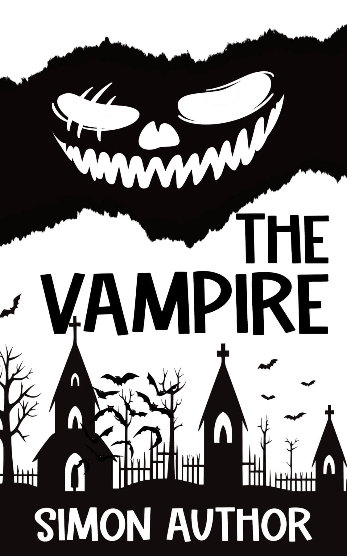 The Vampire – Black and White Scary Fun Cover